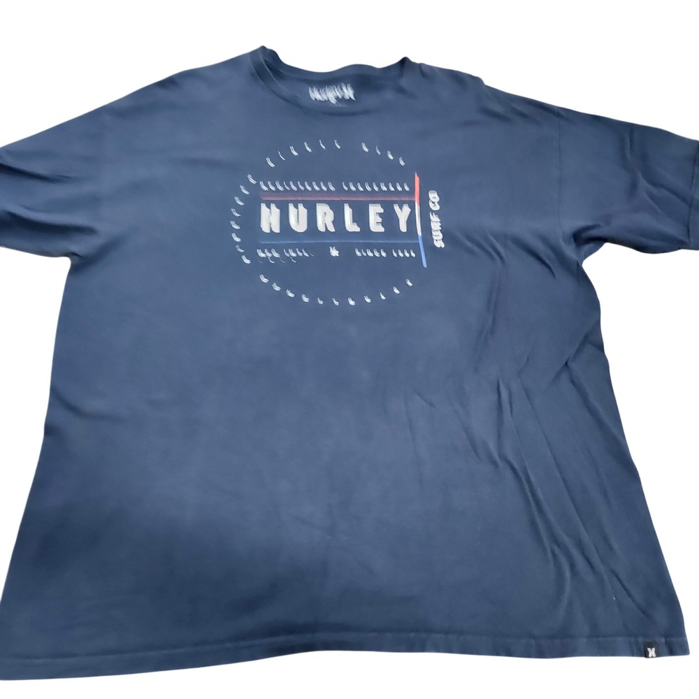 HURLEY T-SHIRT MENS XXL SURF CO NAVY BLUE GRAPHIC SHORT SLEEVE EUC